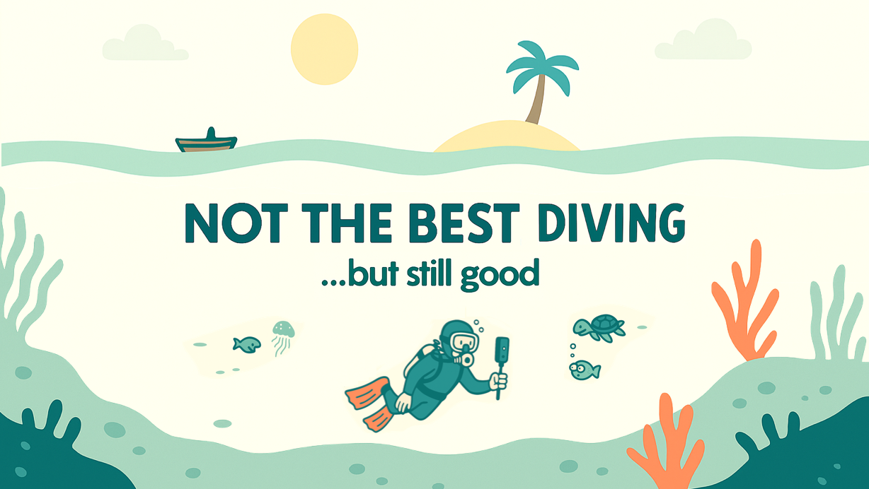 Underwater scene — Not The Best Diving. Amateur bubbles, pro enthusiasm.